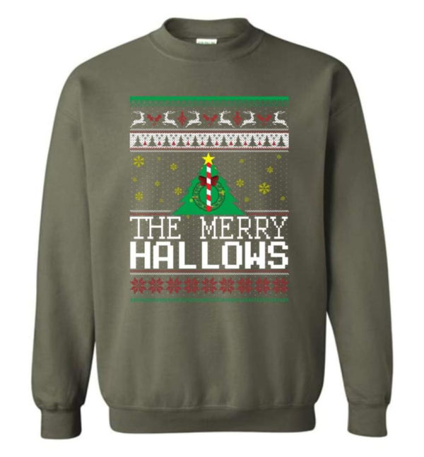 Ugly Christmas The Merry Hallows Christmas Shirt Sweatshirt Military Green S