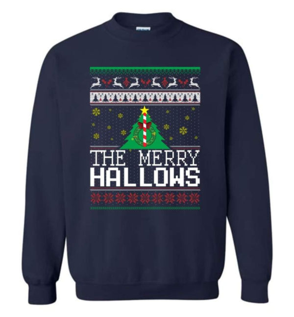 Ugly Christmas The Merry Hallows Christmas Shirt Sweatshirt Navy S