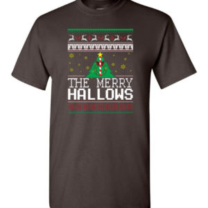 Ugly Christmas The Merry Hallows Christmas Shirt Unisex T-Shirt Dark Chocolate S
