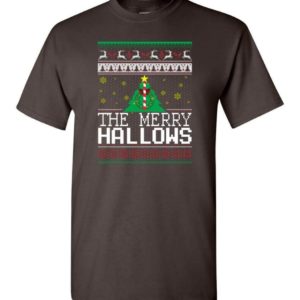 Ugly Christmas The Merry Hallows Christmas Shirt Unisex T-Shirt Dark Chocolate S