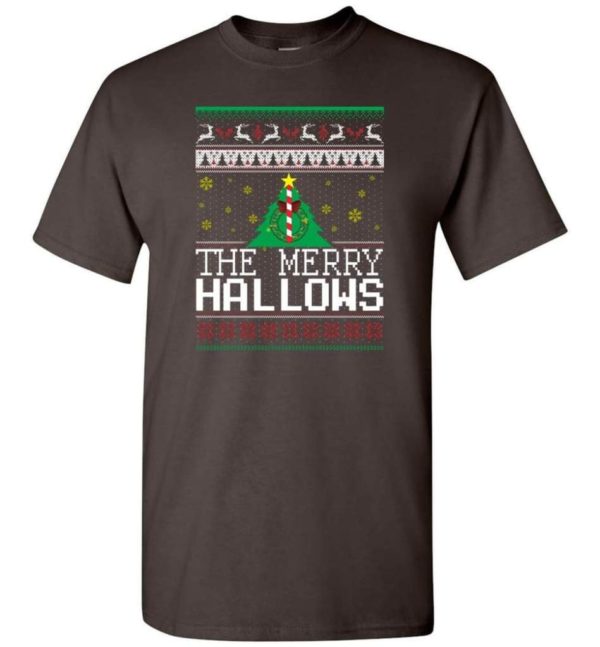 Ugly Christmas The Merry Hallows Christmas Shirt Unisex T-Shirt Dark Chocolate S