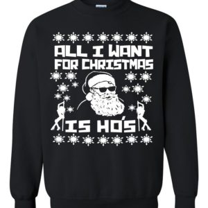 Ugly Santa All I want For Christmas Is Ho's Christmas Sweatshirt Sweatshirt Black S