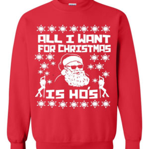 Ugly Santa All I want For Christmas Is Ho's Christmas Sweatshirt Sweatshirt Red S
