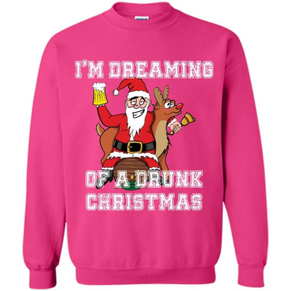 Ugly Santa And Reindeer I'm Dreaming Of A Drunk Christmas Sweatshirt Sweatshirt Heliconia S