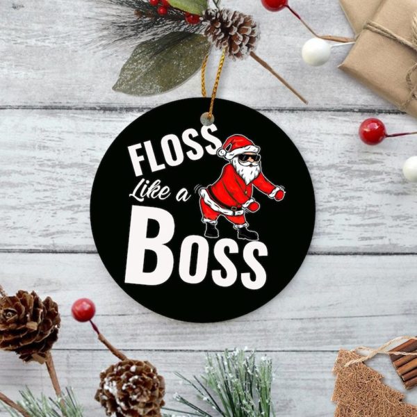 Ugly Santa Floss Like A Boss Circle Ornament Circle Ornament Black 1-pack
