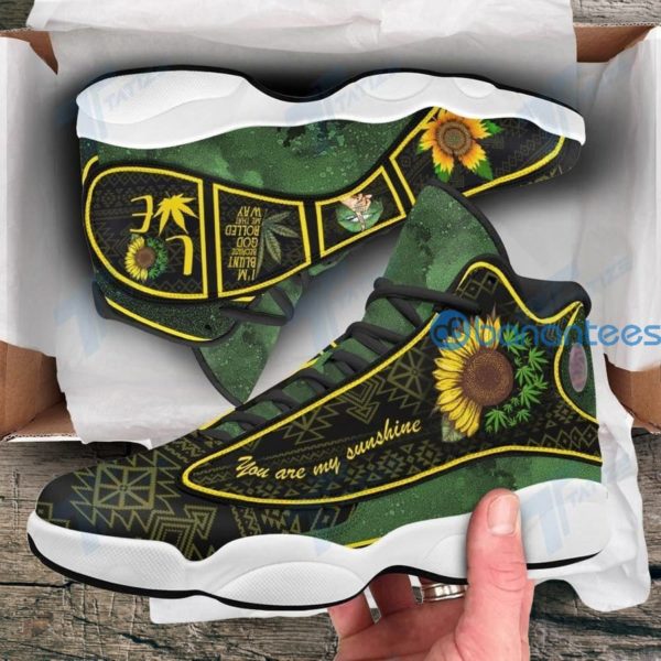 Weed Native Pattern Sunflower You Are My Sunshine Air Jordan 13 Sneakers Shoes - Women's Air Jordan 13 - Green