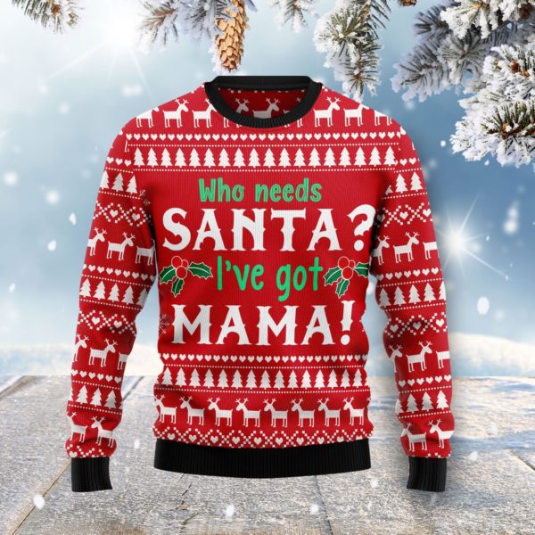 Who Need Santa? I’ve Got Mama! Christmas Sweater AOP Sweater Red S