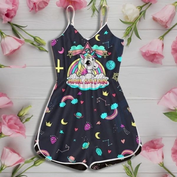 Unicorn hail satan Rompers For Women Product Photo