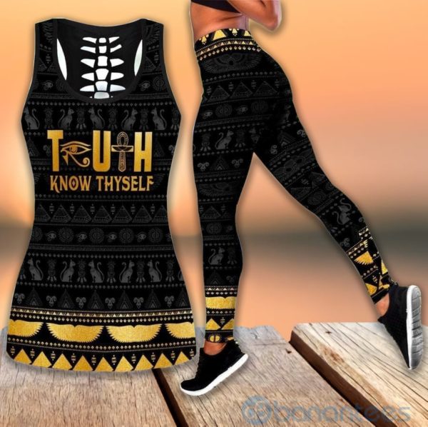 African Truth Know Thyself Hollow Tank And Legging Outfit Product Photo