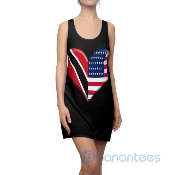 American Flag Heart Black Racerback Dress For Women Product Photo