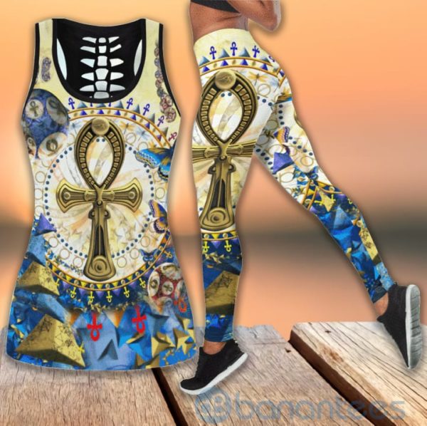 Ancient Egyptian Pattern Hollow Tank And Legging Outfit Product Photo