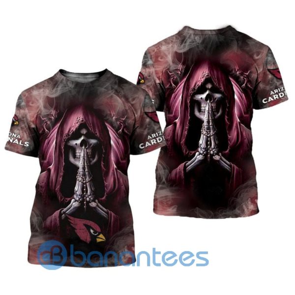 Arizona Cardinals Background Skull Smoke All Over Printed 3D T Shirt Product Photo