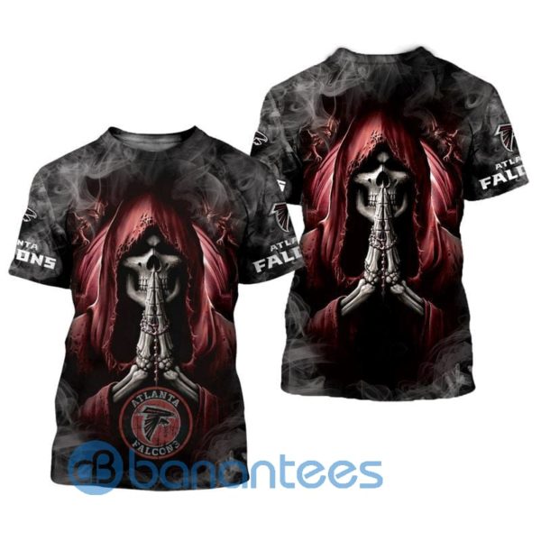 Atlanta Falcons Background Skull Smoke All Over Printed 3D T Shirt Product Photo