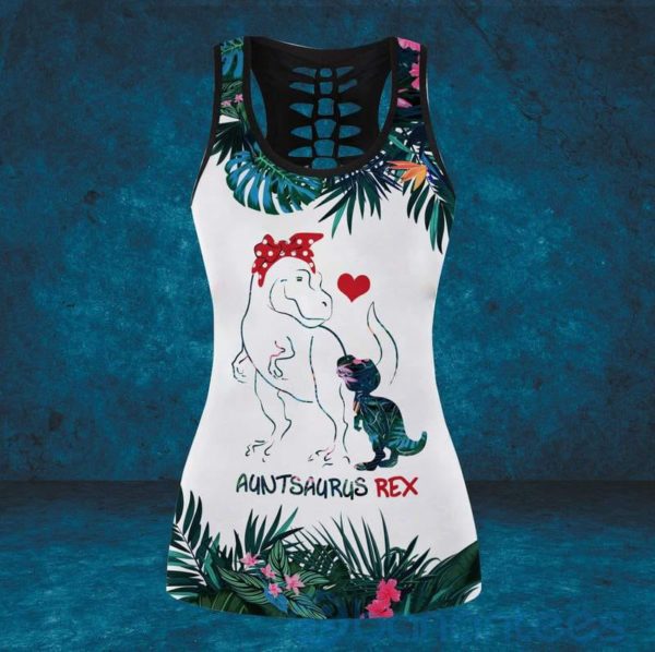 Auntsaurus Rex Tropical Tank Top Legging Set Outfit Product Photo