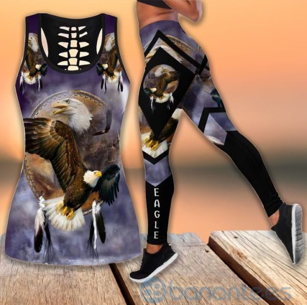Awesome Native Eagle Purple Tank Top Legging Set Outfit Product Photo