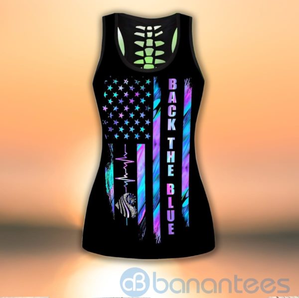 Back The Blue Flag Tank Top Legging Set Outfit Product Photo