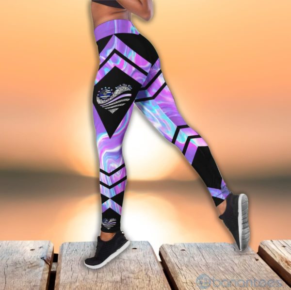 Back The Blue Flag Tank Top Legging Set Outfit Product Photo