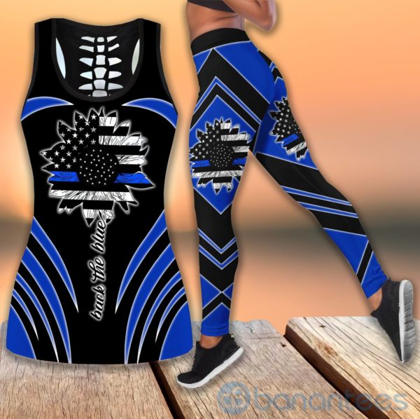 Back The Blue Tank Top Legging Set Outfit Product Photo