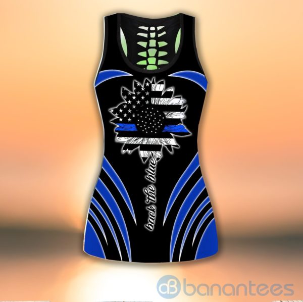 Back The Blue Tank Top Legging Set Outfit Product Photo