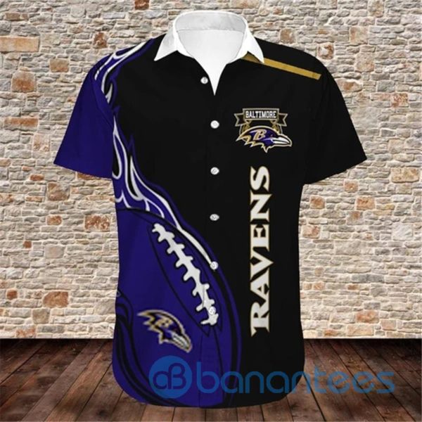 Baltimore Ravens Short Sleeves Hawaiian Shirts Fireball Button Product Photo