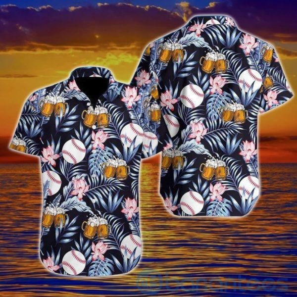 Baseball And Beer Blue Hawaiian Shirt