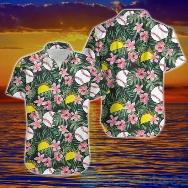 Baseball and Tacos Floral Hawaiian Shirt Product Photo