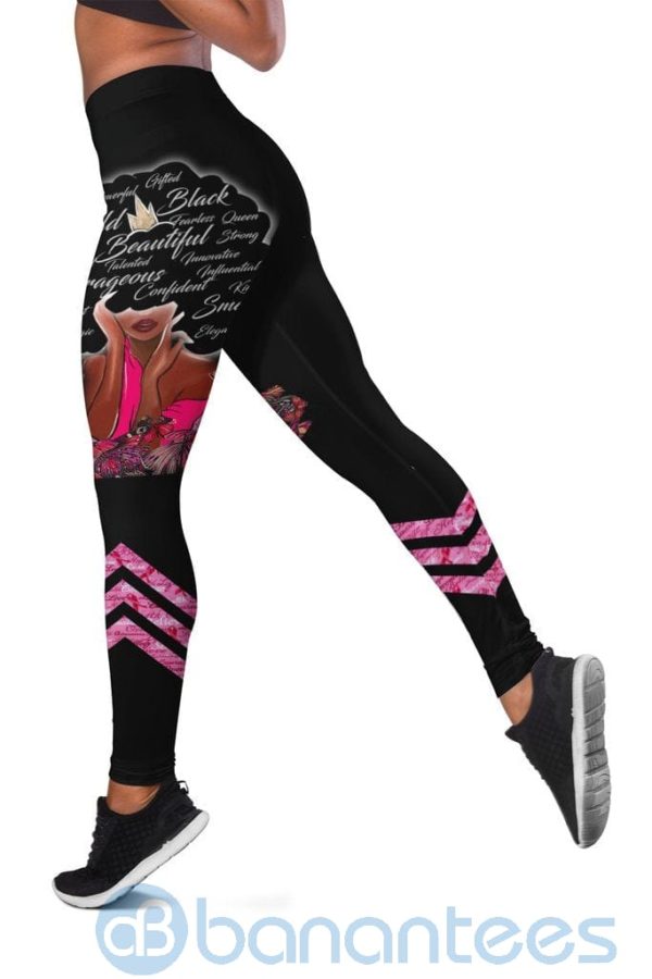 Beautiful Black Girl Pink Ribbon Hollow Tank And Legging Outfit Product Photo