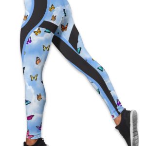 Beautiful Monarch Blue Sky Yoga Hollow Tank And Legging Outfit Product Photo