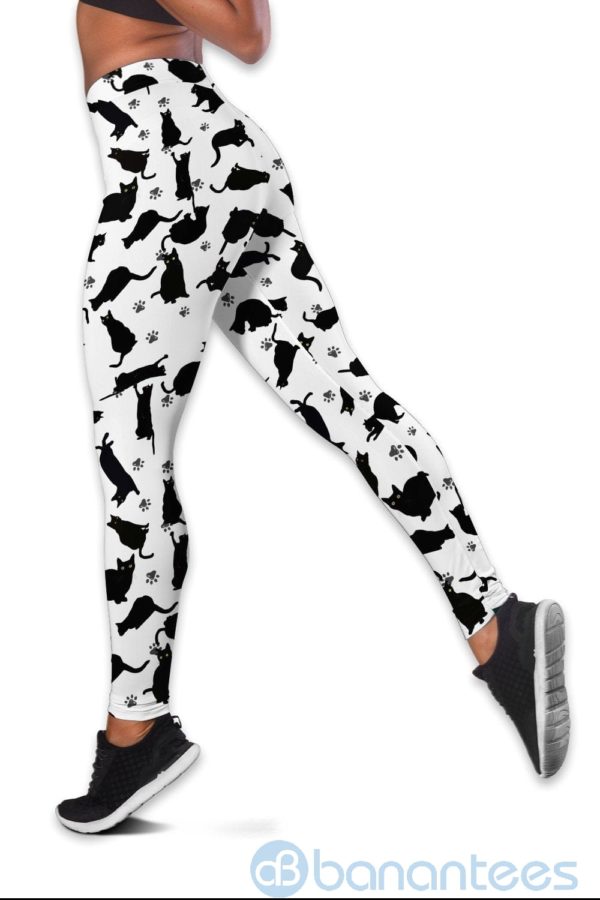 Black Cats Pattern Hollow Tank And Legging Outfit Product Photo