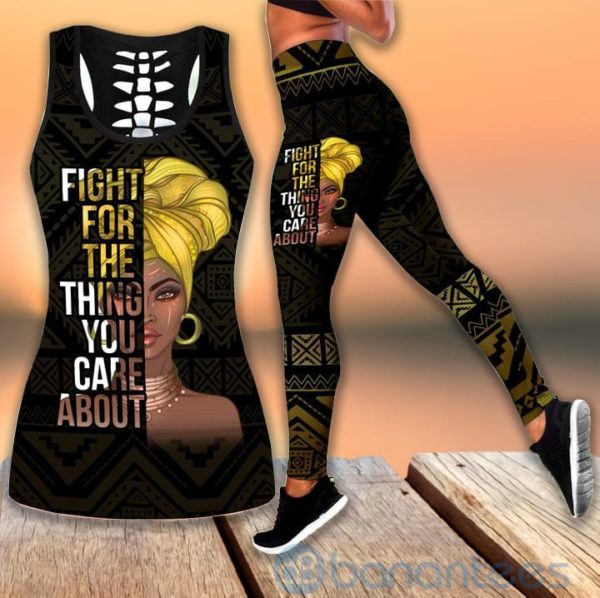 Black Thing You Care About Tank Top Legging Set Outfit Product Photo