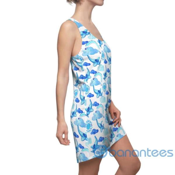Blue Airplane Clouds Rainbow Sun Pattern Racerback Dress For Women Product Photo