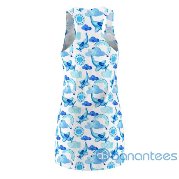 Blue Airplane Clouds Rainbow Sun Pattern Racerback Dress For Women Product Photo