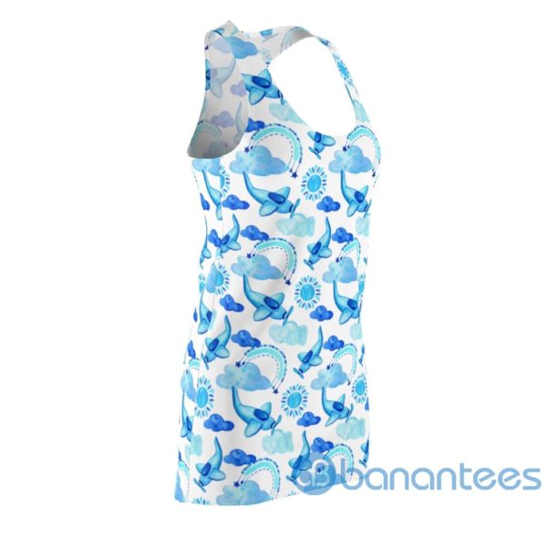 Blue Airplane Clouds Rainbow Sun Pattern Racerback Dress For Women Product Photo