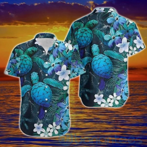 Blue Ocean Turtle Tropical Hawaiian Shirt Product Photo