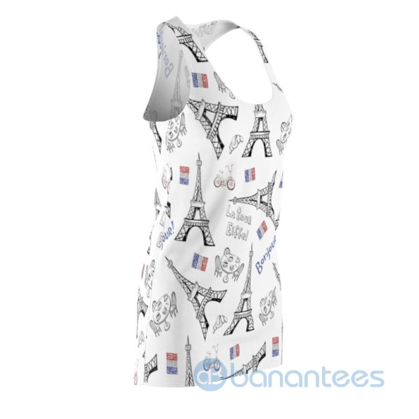 Bonjour Latour Eiffel Bike Seamless Pattern White Racerback Dress For Women Product Photo