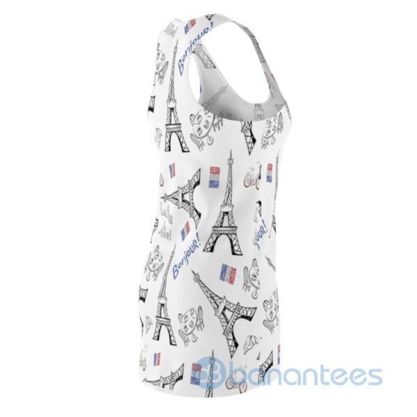 Bonjour Latour Eiffel Bike Seamless Pattern White Racerback Dress For Women Product Photo