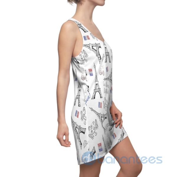 Bonjour Latour Eiffel Bike Seamless Pattern White Racerback Dress For Women Product Photo