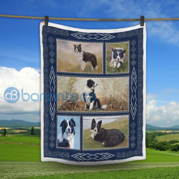 Border Collie Watercolor Art Sherpa Blanket Product Photo