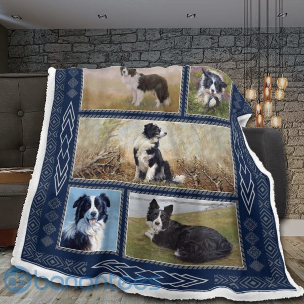 Border Collie Watercolor Art Sherpa Blanket Product Photo