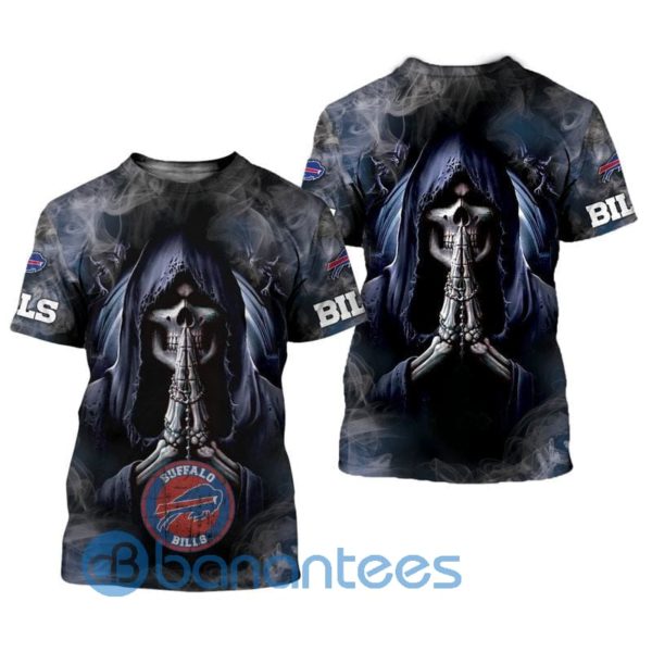 Buffalo Bills Background Skull Smoke All Over Printed 3D T Shirt Product Photo