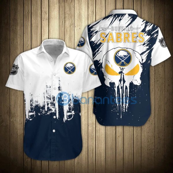 Buffalo Sabres Skull Short Sleeve Hawaiian Shirt Product Photo