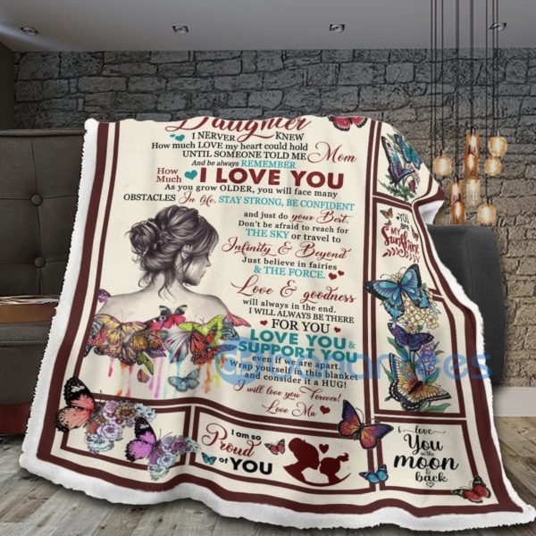 Butterfly Girl To My Loving Daughter Sherpa Blanket Product Photo