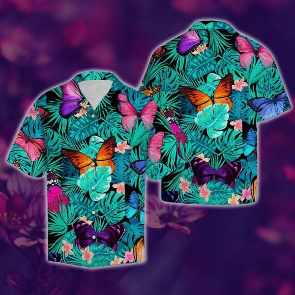 Butterfly Hawaii Shirt Summer Hawaiian Product Photo