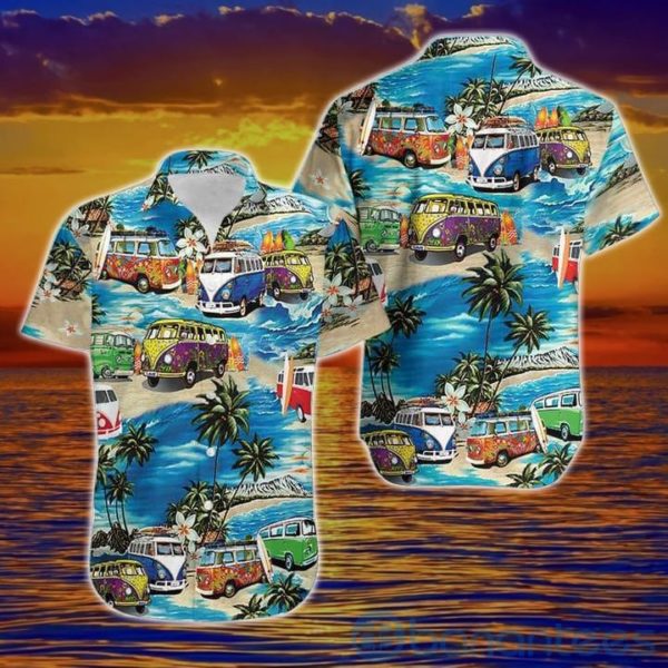Camping Bus Island Aloha Tropical Hawaiian Shirt Product Photo