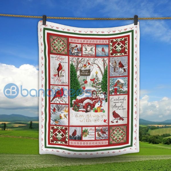 Cardinal Bird Christmas Car Merry Christmas Sherpa Blanket Product Photo
