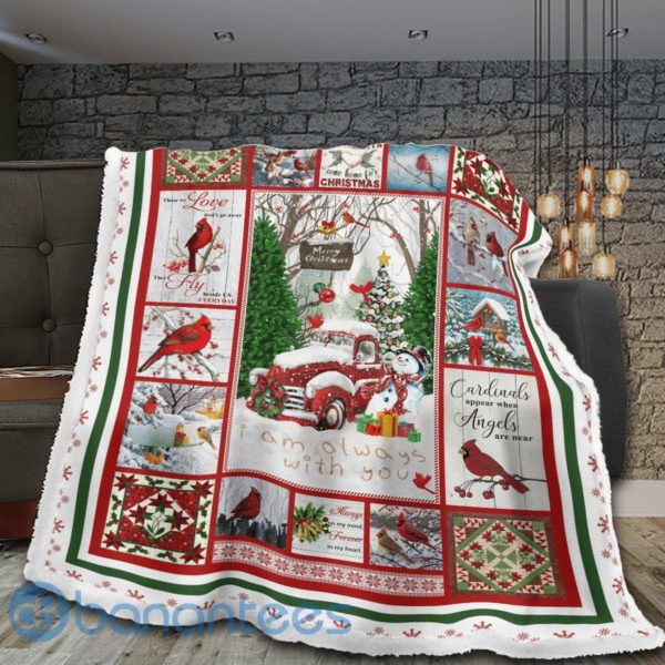 Cardinal Bird Christmas Car Merry Christmas Sherpa Blanket Product Photo