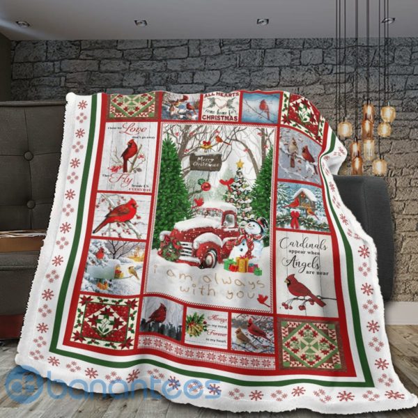 Cardinal Bird Christmas Sherpa Blanket Product Photo