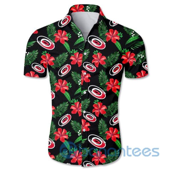 Carolina Hurricanes Floral Short Sleeves Hawaiian Shirt Product Photo