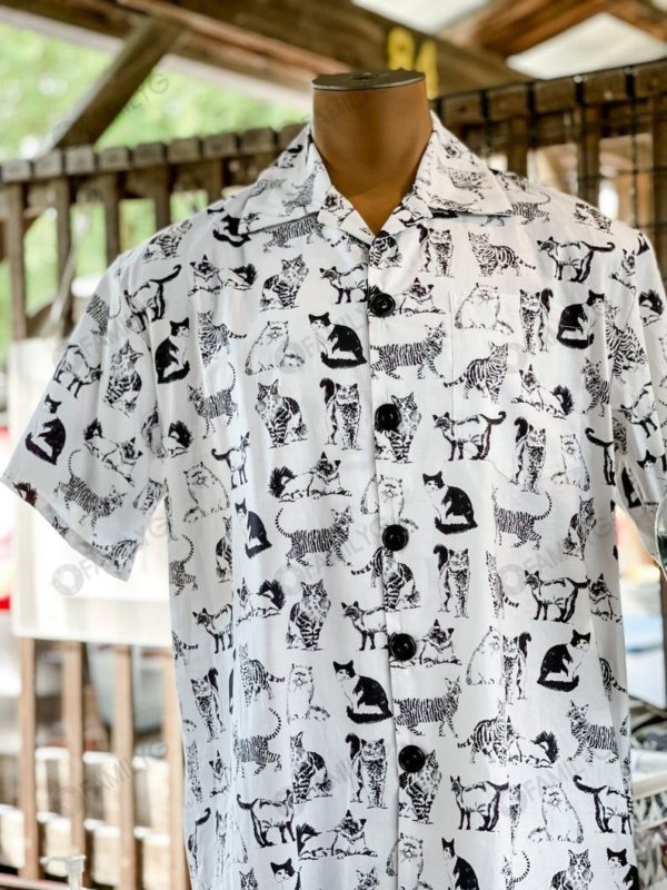 Cat Shirt Cat Meow Tattoo Art Hawaiian Shirt Summer Hawaiian Product Photo