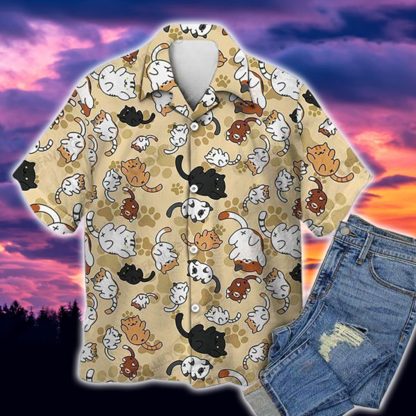 Cat Shirt Cute Kitty Mutilcolor Cat Hawaiian Shirt Summer Hawaiian Product Photo